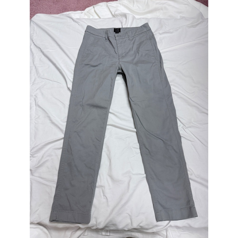 J.Crew High-Rise Girlfriend Chino Pants Gray Size 0 Cotton Stretch Straight Leg